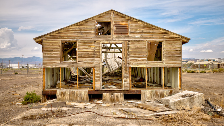 Decommissioned barracks at the historic Wendover Airfield in the Utah desert.