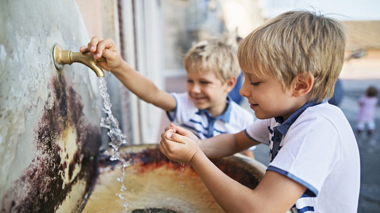 Water from fountain in Europe
