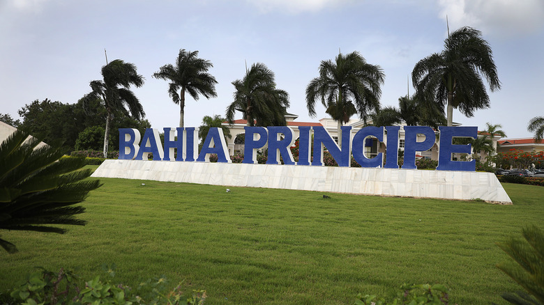 A sign is seen near the entrance to the Grand Bahia Principe La Romana, Dominican Republic