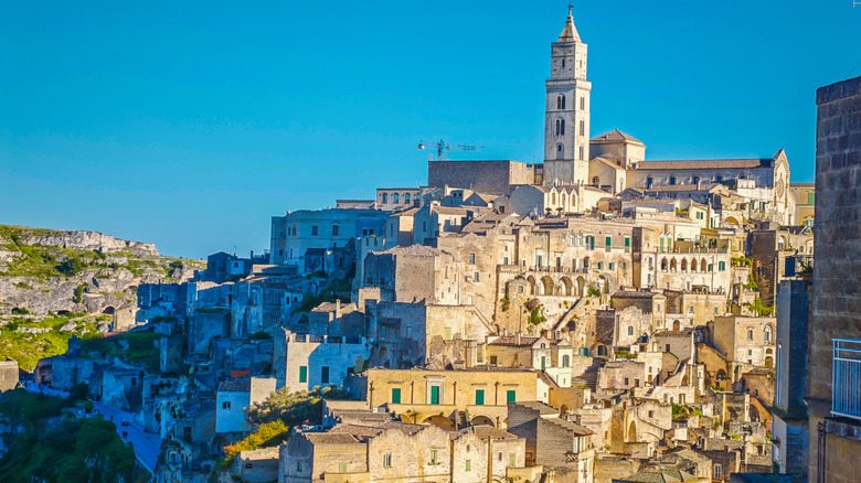 Panoramic view of Matera. Sassi di Matera in Italy.