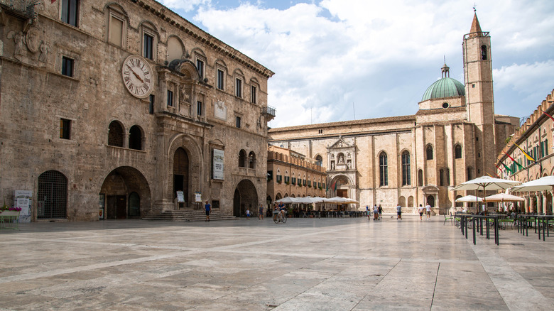 Piazza Del Poppelo, an italian main square in the region of Le Marche