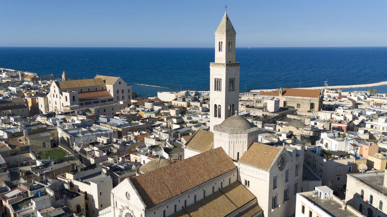 Aerial view of the main Cathedral in Bari, Italy.