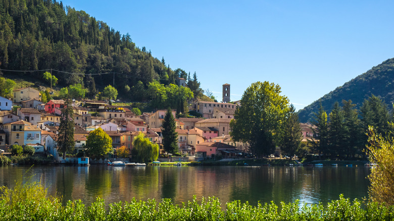 A very small town on Piediluco lake, in Umbria region, central Italy