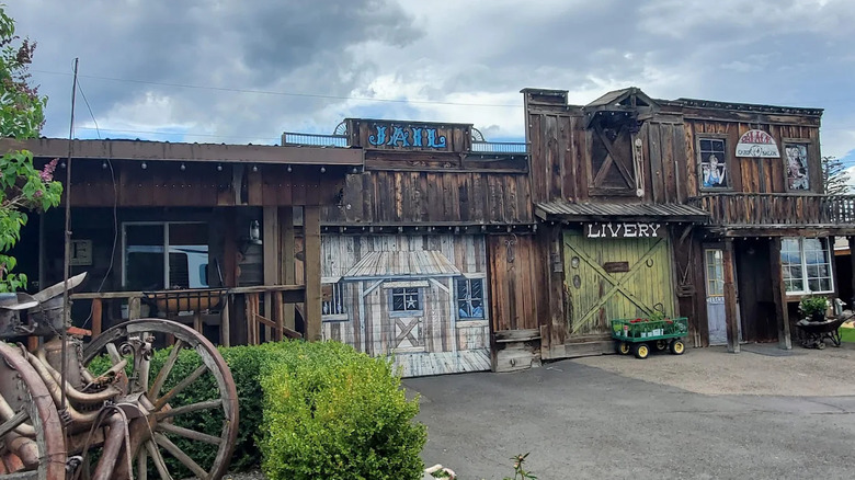 Pioneer town-themed buildings at Mt. View RV, Baker City, Oregon