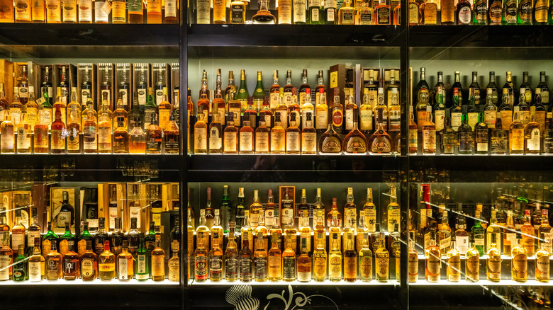 Whisky collection in Scottish whisky experience