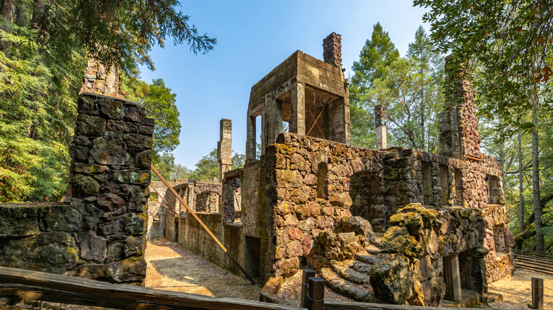 The ruins of a stone mansion at Jack London State Historic Park.