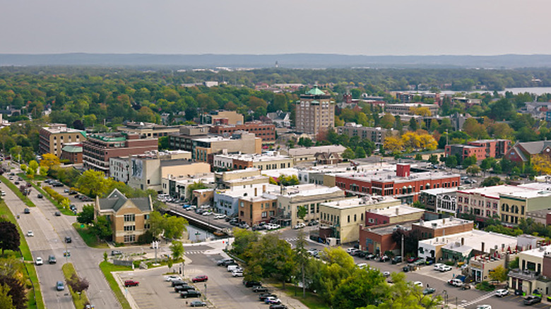 An aerial view of Traverse City, Michigan