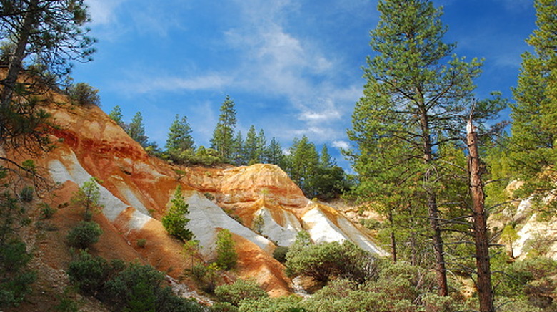 colorful cliffs at Malakoff Diggins State Historic Park in California's Sierra Nevada