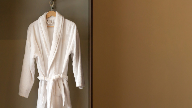 hanging white hotel robe