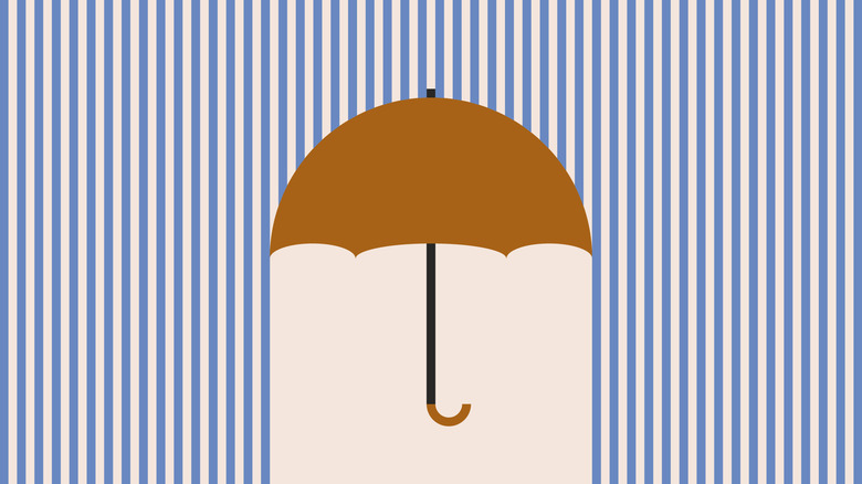 Illustration of umbrella hold back rain