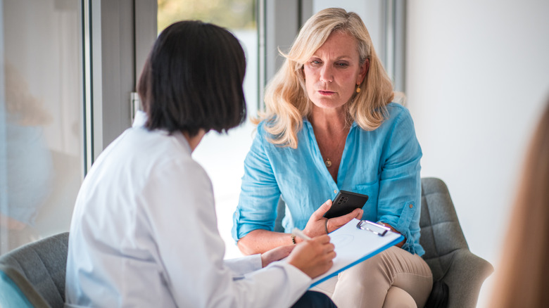 A woman in a doctor's office