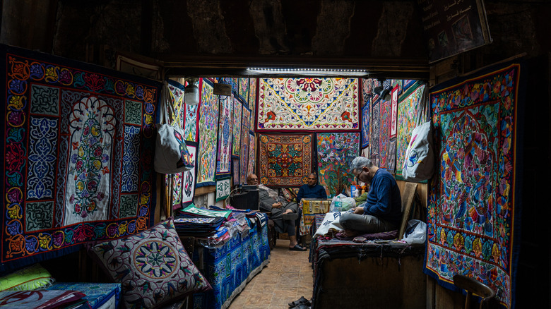 A man sitting in an Egyptian market
