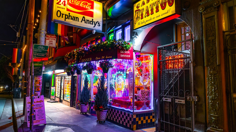 Vibrant Castro neighborhood streets and buildings glowing with nightlife energy in San Francisco