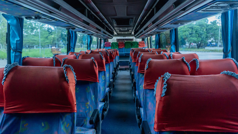 Empty seats on a bus