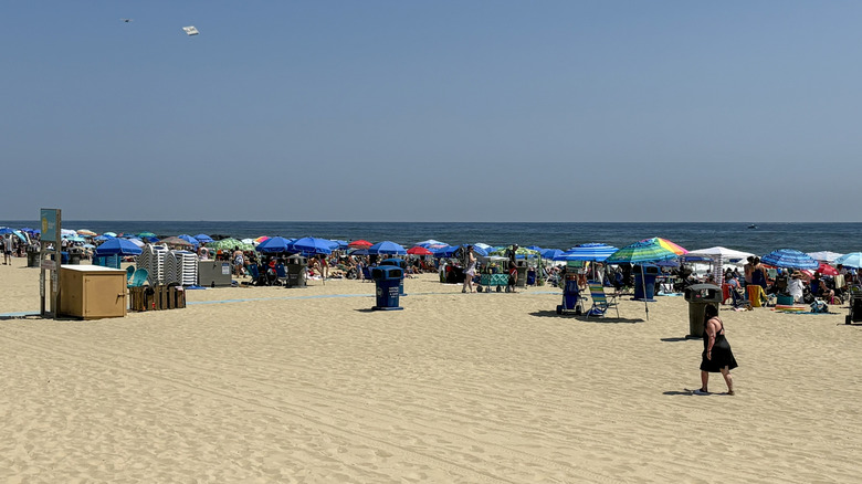Beachgoers in Asbury Park