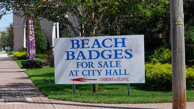 A 'Beach Tags For Sale' sign in Ventnor