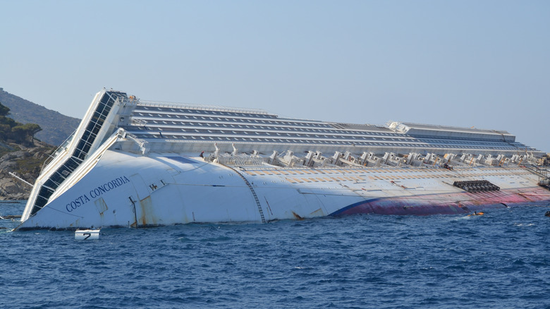 Costa Concordia shipwreck off the coast of Tuscany, Italy