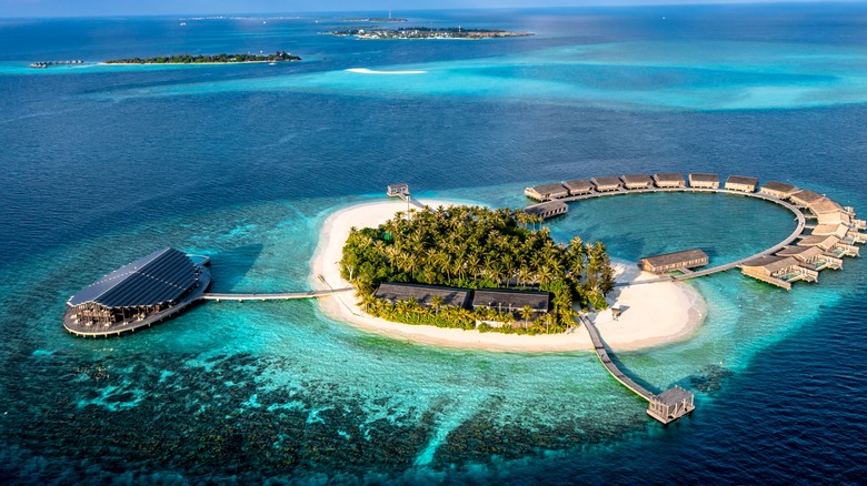 Aerial view of the Kudadoo private island resort