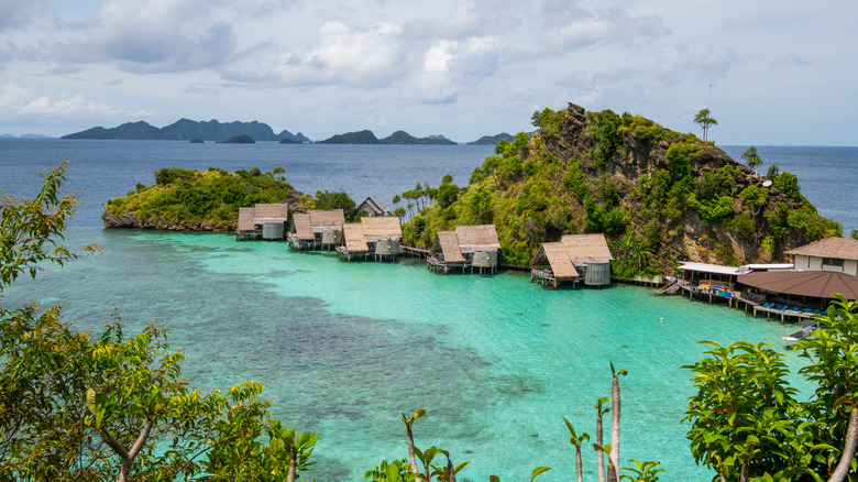 Overwater bungalows at misool eco resort, Indonesia