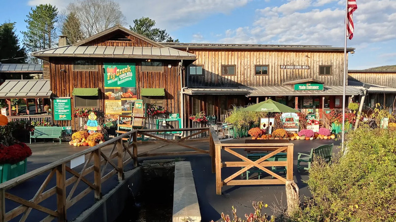 The exterior of Fly Creek Cider Mill & Orchard, Cooperstown, New York