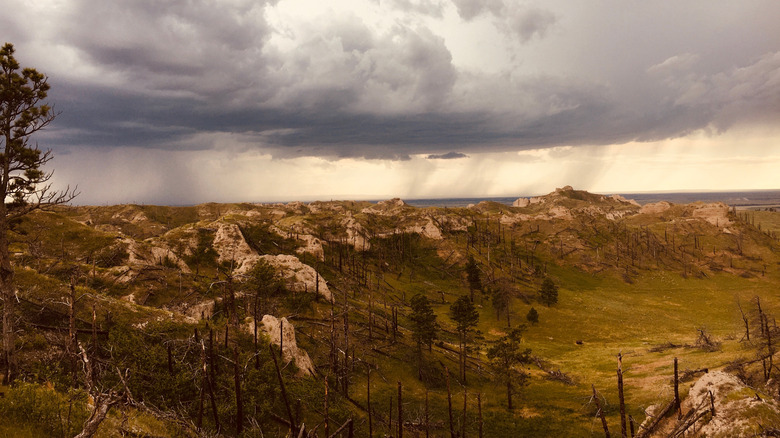 A stormy sky over Chadron State Park near Chadron Creek Ranch Wildlife Management Area, Nebraska