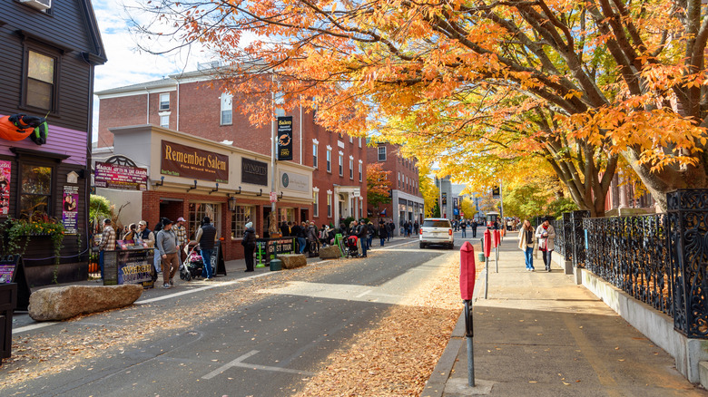 Downtown street in Salem, Massachusetts