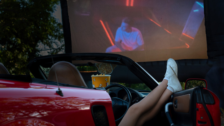 Car at a drive-in theater