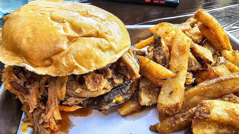 pulled pork with fries from Hungry Bear BBQ Jamboree at Disneyland