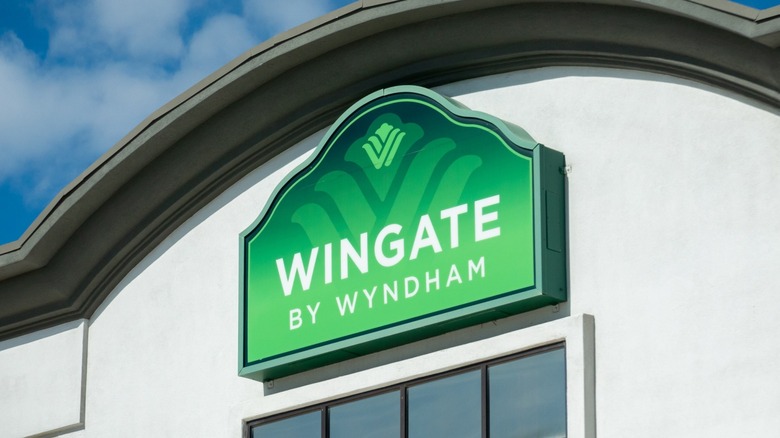 The front exterior sign on a Wingate hotel