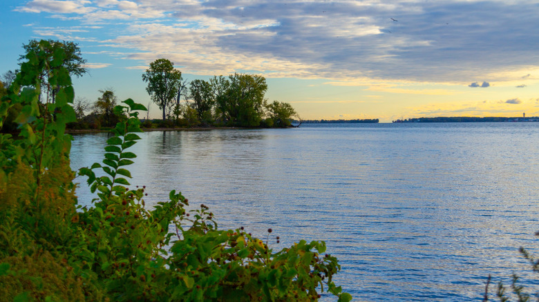 Sunrise over water at Presque Isle State Park