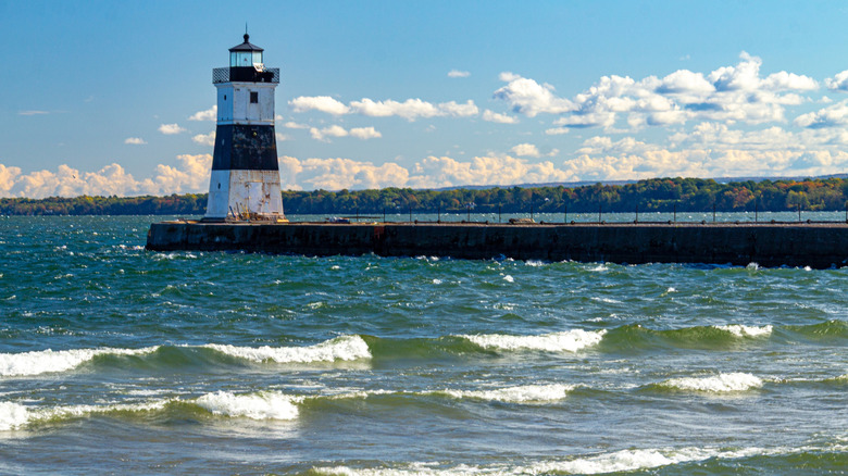 Lighthouse in the waters of Presque Isle State Park