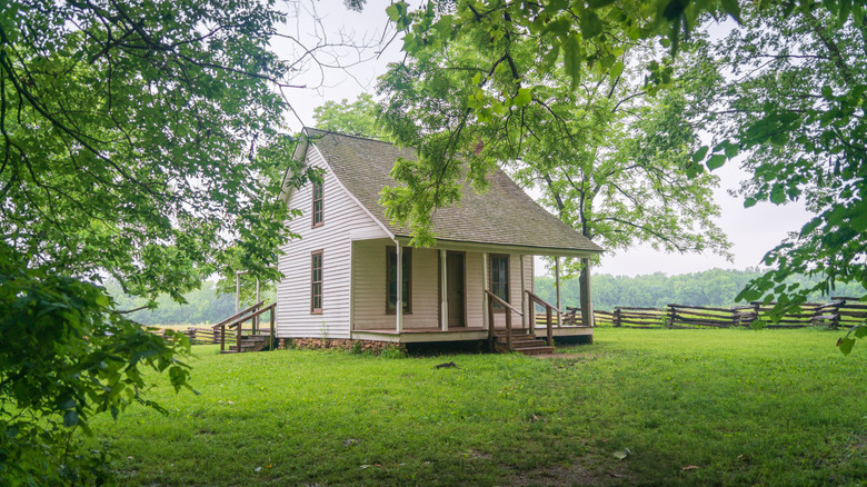 The white clapboard house of George Washington Carver National Monument, Missouri