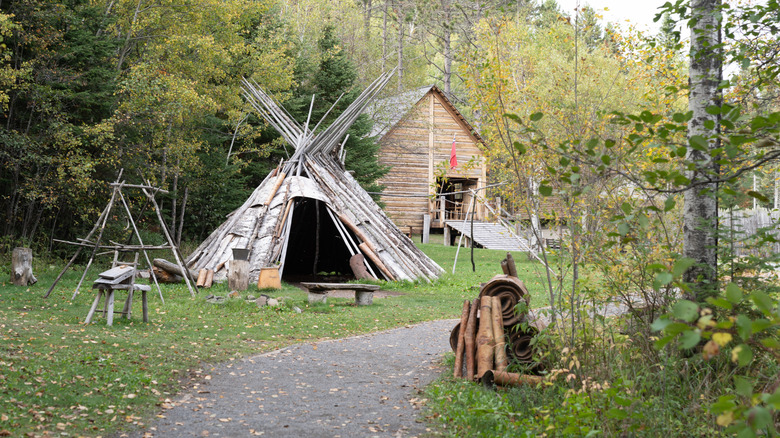 Path around the historical Native American dwellings of Grand Portage National Monument, Minnesota