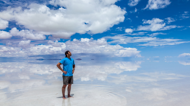 Standing on Uyuni Salt Flats