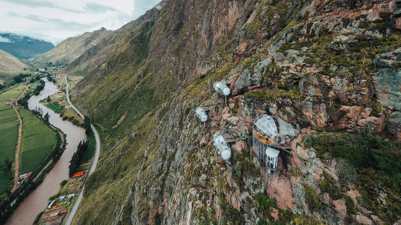Cliffside pod suites in Peru