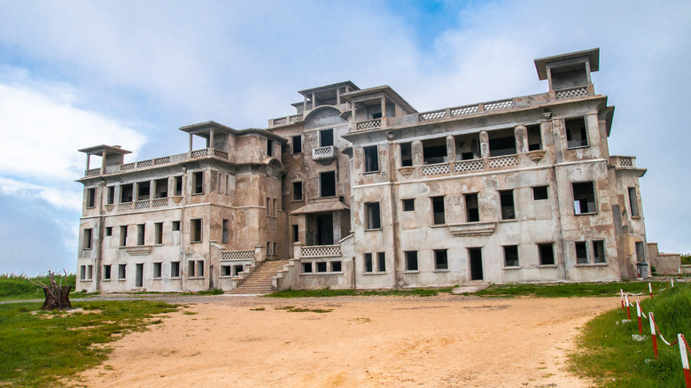View of abandoned resort at Bokor Hill Station
