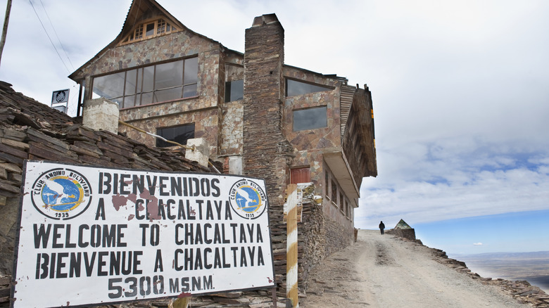 Aerial view of abandoned ski resort on Mount Chacaltaya, Bolivia