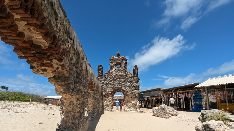 View of ruins of Dhanushkodi in India.