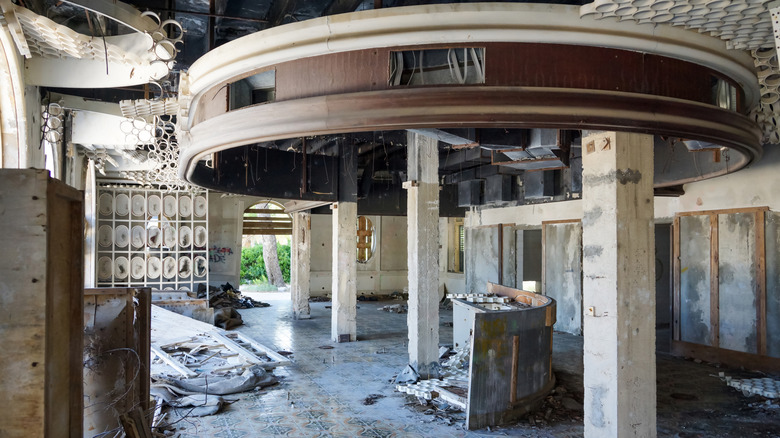 Inside of abandoned hotel at Kupari Resort in Croatia