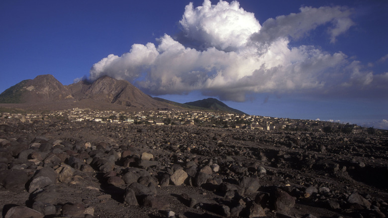 View of the volcano in Montserrat