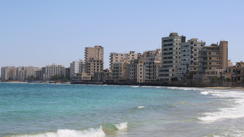 Abandoned buildings along the coastal resort area of Varosha in Cyprus