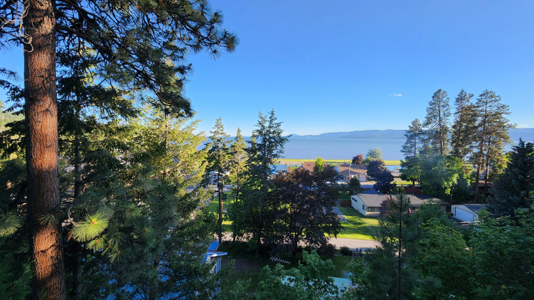 View of Flathead Lake from Bigfork in Flathead County, Montana
