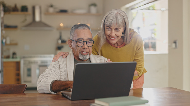 Elderly couple on a video call