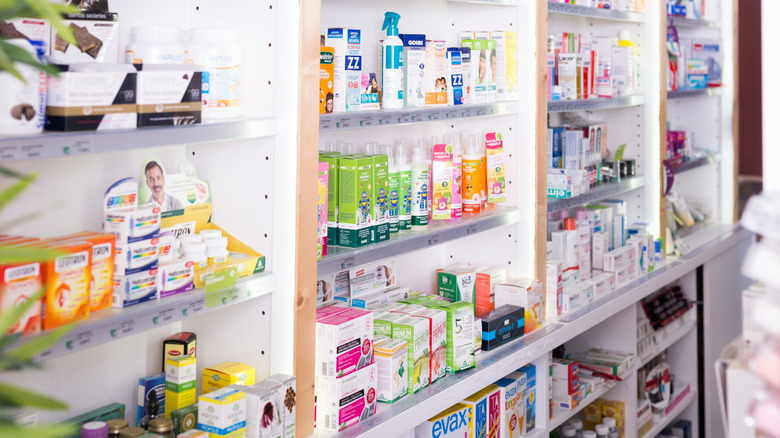 Pills at pharmacy, Barcelona, Spain