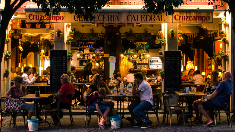 People eating dinner in Seville