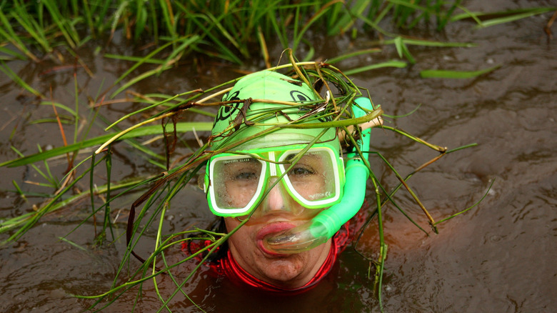 A man in a Welsh bog