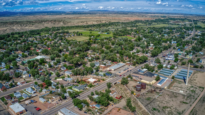 Aerial view of downtown Florence, Colorado