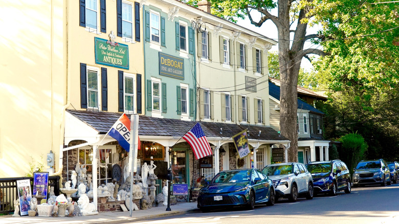 Outside of an antiques store in downtown Lambertville, New Jersey