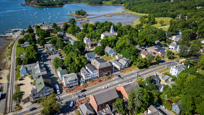 View of downtown Wiscasset, Maine from above