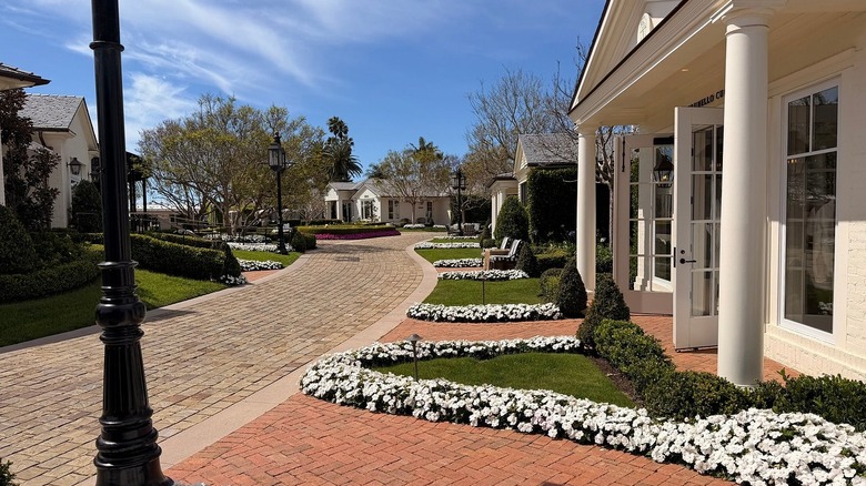 The exterior walkway and buildings of Rosewood Miramar Beach in Montecito, California